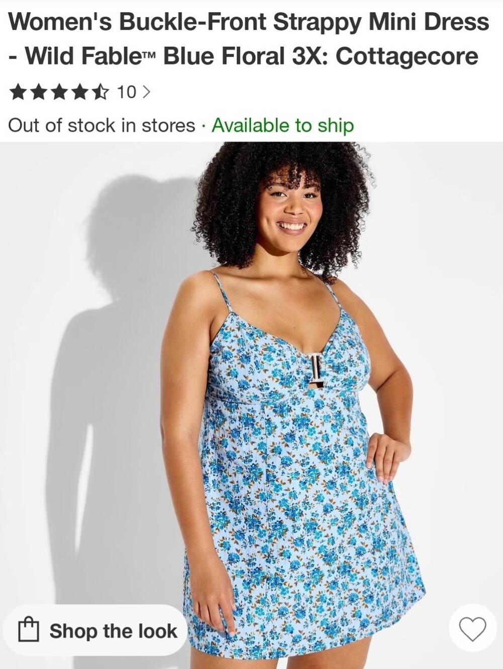 wild fable Blue Floral Buckle-Front Strappy Mini Dress NWT